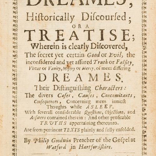Philip Goodwin AUCUNE RESERVE Goodwin (Philip) The Mystery of Dreames, Historica&hellip;