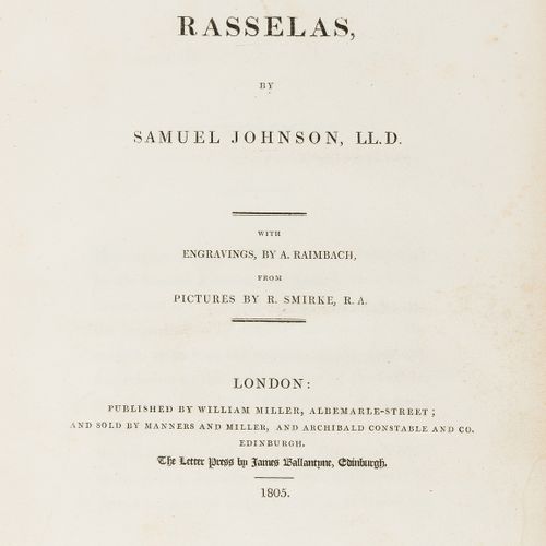 Samuel JOHNSON NO RESERVE Johnson (Samuel) Rasselas, 4 planches gravées, rousseu&hellip;