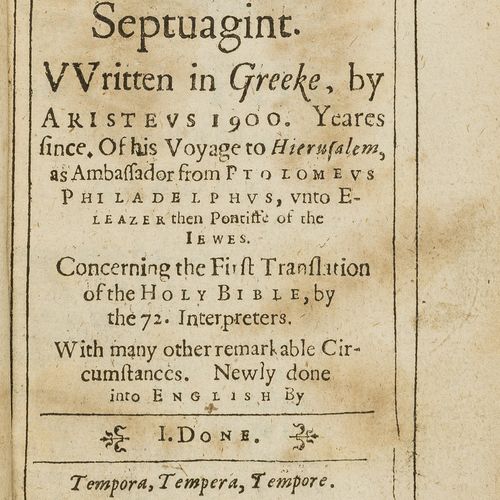 Aristeas "Aristeas".The Auncient History of the Septuagint. Written in Greeke...&hellip;