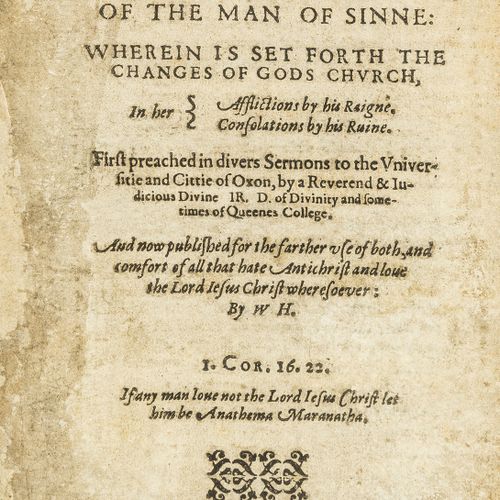 John Rainoldes Rainolds (John) The Discovery of the Man of Sinne, prima edizione&hellip;
