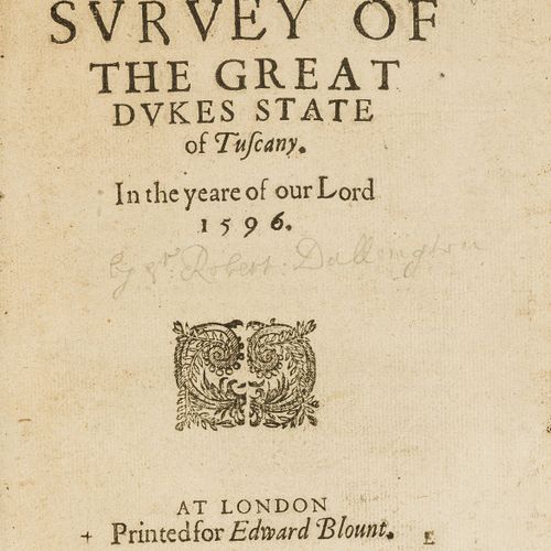 Sir Robert Dallington Italia.- [Dallington (Sir Robert)] A Survey of the Great D&hellip;