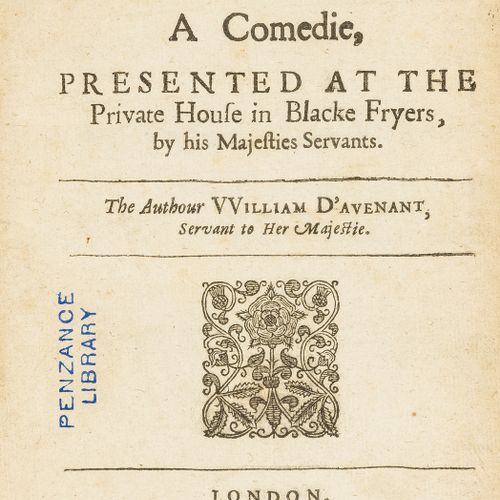 William D'Avenant D'Avenant (William) The Witts. A Comedie, first edition, licen&hellip;