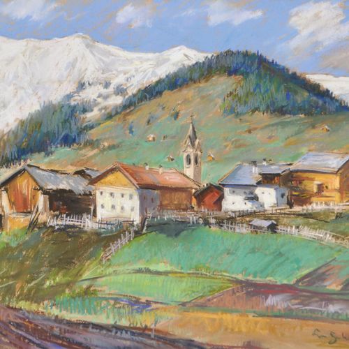 Erwin Lutz- Waldner (Meran/Merano 1912 – Innsbruck 1975) Serfaus;Pastell, 48 x 6&hellip;