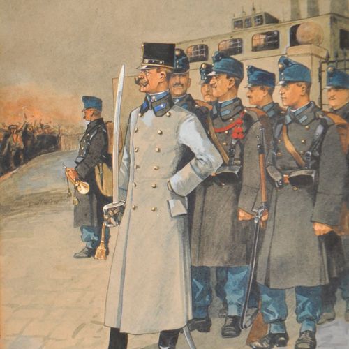 Fritz Schönpflug (Wien/Vienna 1873 - 1951) K. U. K. Militär als Verteidiger eine&hellip;