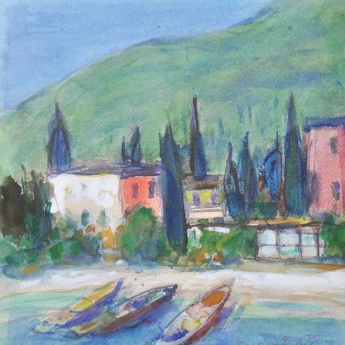 Hans Prünster (Riffian/Rifiano 1907 – Bozen/Bolzano 2005) Am Gardasee;Aquarell, &hellip;