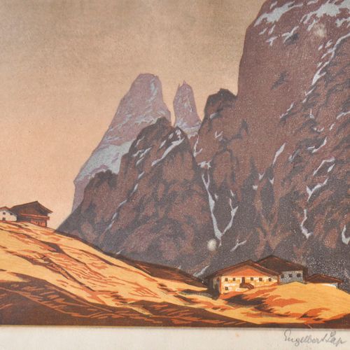 Engelbert Lap (Graz 1886 / Innsbruck 1970) Schlern;Farbholzschnitt, 19.5 x 23.5 &hellip;