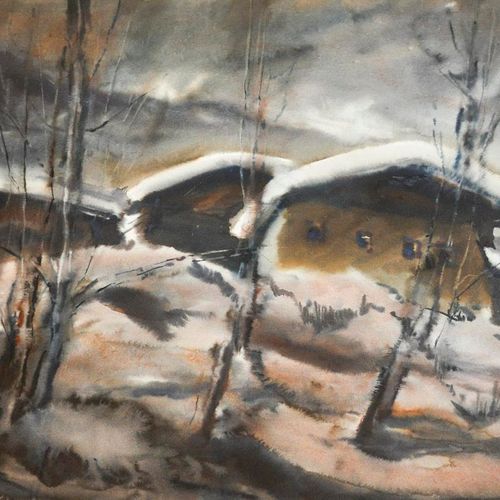 Gottfried Moroder (St. Ulrich in Gröden/Ortisei 1921 / 2016) Höfe im Winter, um &hellip;