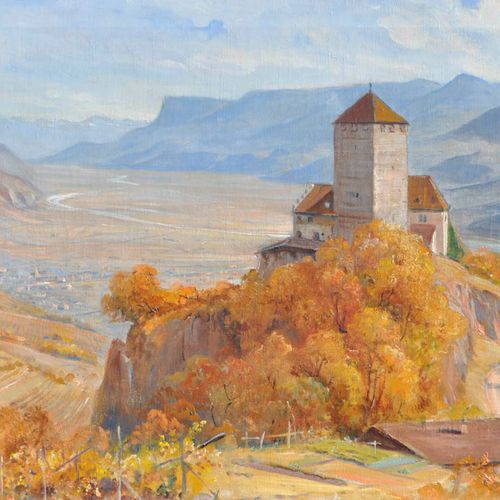 Albert Stolz (Bozen/Bolzano 1875 – 1947) Schloss Tirol;Öl auf Leinwand, 53 x 76 &hellip;