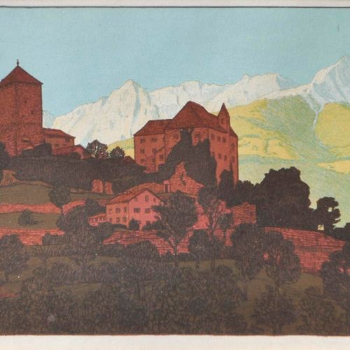 Eduard Euler (Düsseldorf 1867 / Düsseldorf 1931) Abend am Schloss Tirol, 1906;石版&hellip;