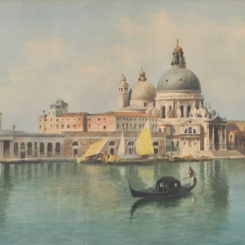 Eugenio Benvenuti (1881 – 1959) Santa Maria della Salute à Venedig;Aquarelle, 49&hellip;