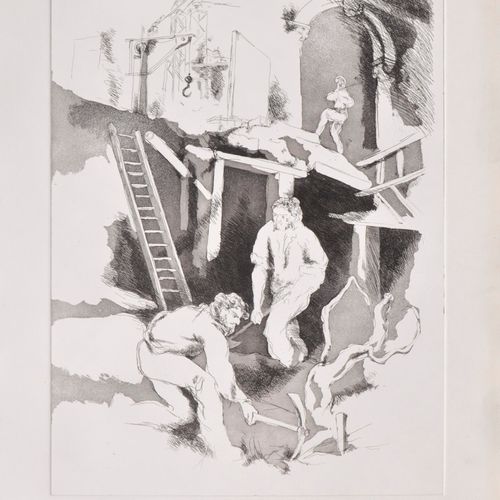 Franco Murer (* Falcade 1952) Arbeiter;Aquatinta, 48,5 x 34,5 cm (Platte)_x000D_&hellip;