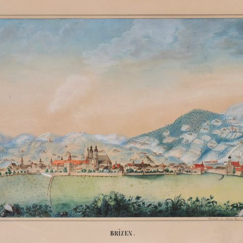 Maria Peer Ansicht von Brixen, 1844;Aquarellierte Zeichnung, 33 x 45 cm, Biederm&hellip;