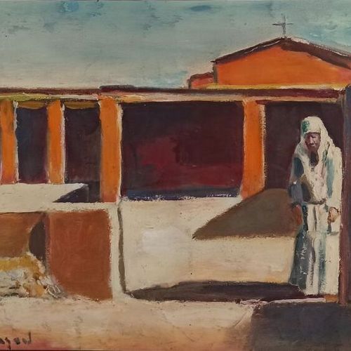 DE GUINGAND Pierre (1885- 1964 ) 
moine dans le cloître, Sahara 1935 
Huile sur &hellip;
