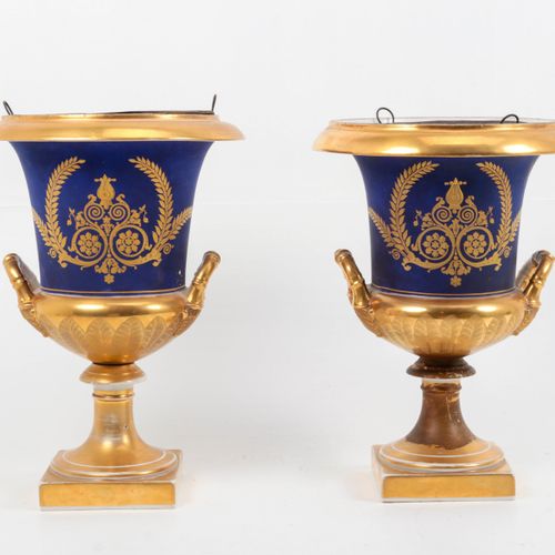 Null Coppia di vasi medicei napoleonici in stile Sevres - XIX secolo, 35 cm.