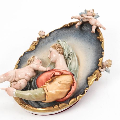 Null Capodimonte - Giuseppe Cappé, relief mural en porcelaine, Vierge à l'Enfant&hellip;