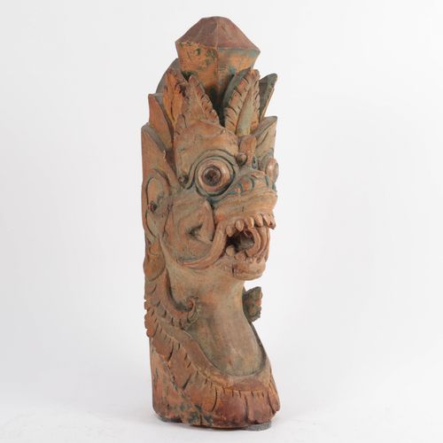 Null Indonesien - Bali - Holzkopf eines mythologischen Tieres, 49 cm.