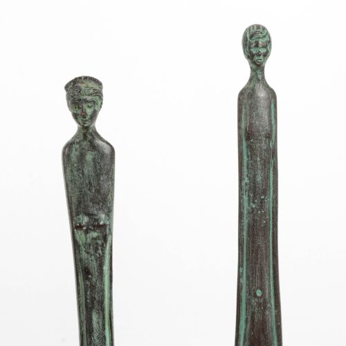 Null Due figure etrusche in piedi in bronzo, 55 cm.