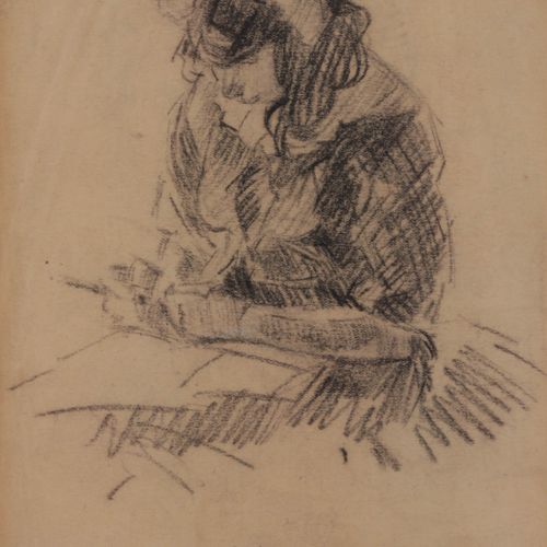 Null Dutch school - drawing - Reading girl, 19x14.5 cm.