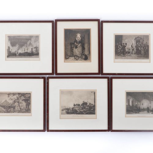 Null Six reproductions en fac-similé d'œuvres de maîtres célèbres, 28x32 cm.