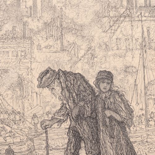 Null Wilhelm Frederik A. Pothast (1877-1917) - drawing - Two figures in a busy h&hellip;