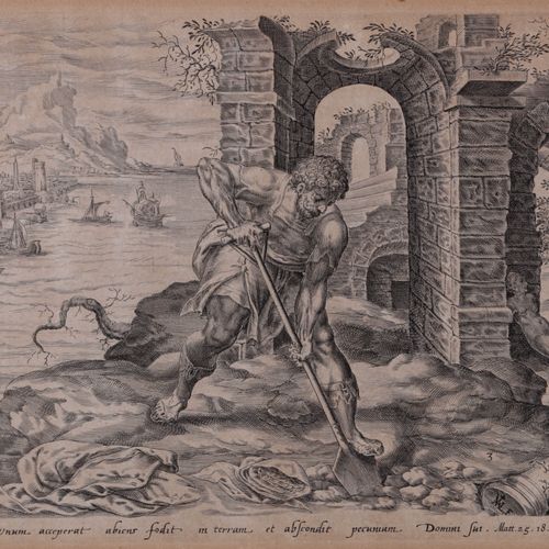 Null Jan Harmensz Muller (1571-1628) - Kupferstich - Der Knecht vergräbt seine T&hellip;