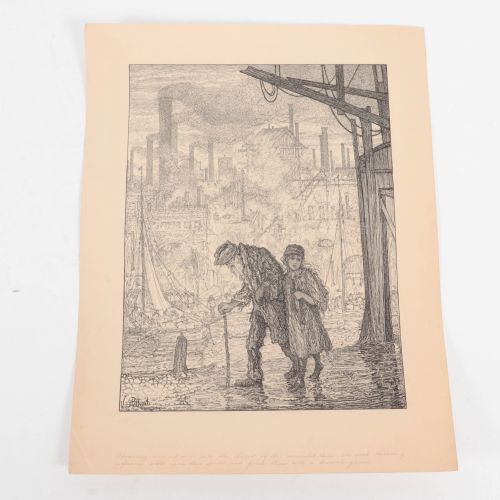 Null Wilhelm Frederik A. Pothast (1877-1917) - dibujo - Dos figuras en una ciuda&hellip;