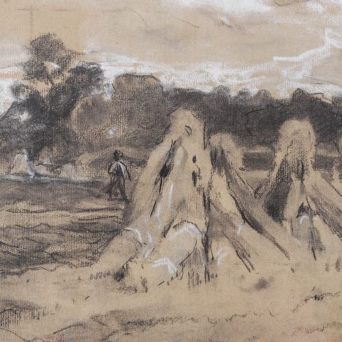 Null Marie Bilders van Bosse (1837-1900) - drawing - Field with sheaves of corn &hellip;