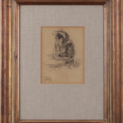 Null Dutch school - drawing - Reading girl, 19x14.5 cm.