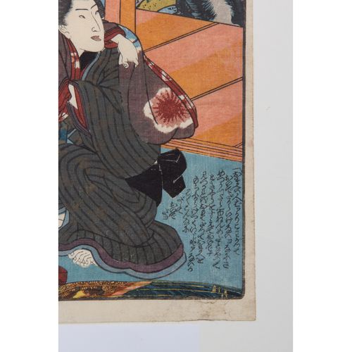 Toegeschreven aan Utagawa Kunisada (1786-1865) - houtsnede - liefdespaar, ca. 18&hellip;