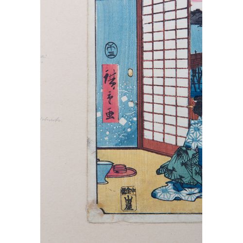 Ando Hiroshige (1797-1858) - houtsnede - drie geisha's, 19e eeuw https://www.Bva&hellip;