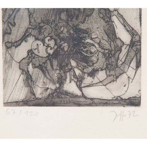 Horst Janssen (1929-1995) - ets - Selbst Yorimitsu nach Hokusai https://www.Bva-&hellip;