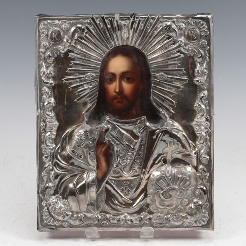 Rusland, houten icoon met zilveren rizza, 19e eeuw, https://www.Bva-auctions.Com&hellip;