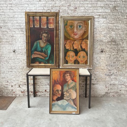 Vandekerckhove - Vrouwenportret met twee hoofden, portret van dame en hoofden ht&hellip;