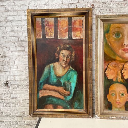 Vandekerckhove - Vrouwenportret met twee hoofden, portret van dame en hoofden ht&hellip;