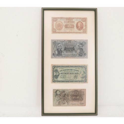 Vier bankbiljetten Nederlands-Indie, 1928, 1937, 1939 en 1943 https://www.Bva-au&hellip;