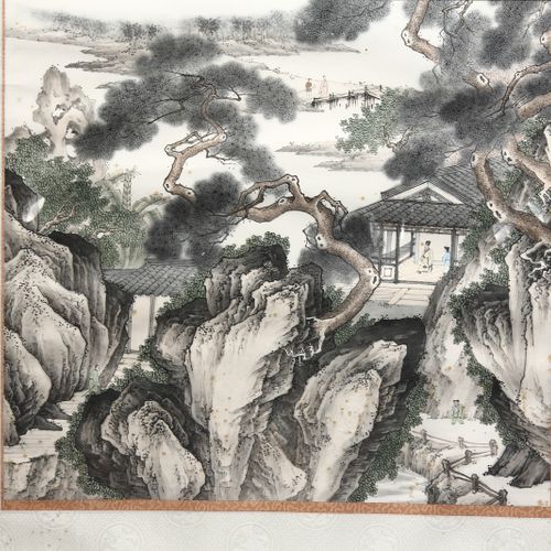 Pareja de grandes pinturas, China, s.XX Pareja de dibujos en acuarela sobre pape&hellip;