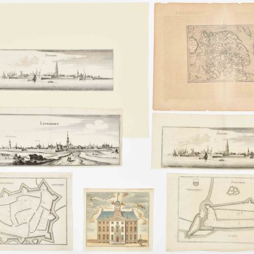 [Topography: The Netherlands] [Friesland] 8 prints: (1) "Leuwarden" Engr. Vue de&hellip;