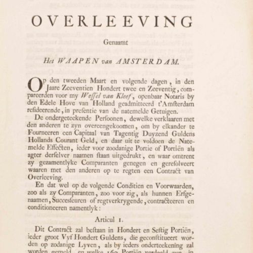 [Amsterdam] [Manuscript] Het Waapen van Amsterdam Contract van overleeving genaa&hellip;