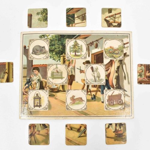 [Toys] Six 19th-century chromolithographic puzzles Cardboard, 22 x 17 cm. Added:&hellip;