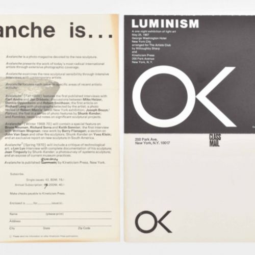 [Avant-Garde] Kineticism Press, Willoughby Sharp Due rari opuscoli più ephemera.&hellip;