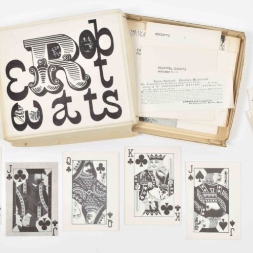 [Fluxus] Robert Watts, Events Boîte en carton avec étiquette dessinée par Maciun&hellip;