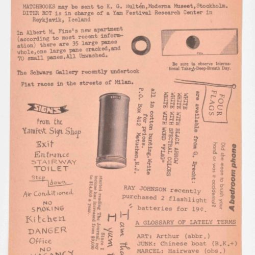 [Fluxus] George Brecht and Robert Watts, Water Yam Newspaper Produced for Yam Fe&hellip;