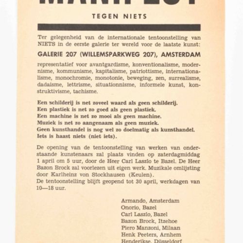 [Avant-Garde] Nul/Zero, 3 Manifests Against Nothing, 1960-1961 Manifiesto contra&hellip;