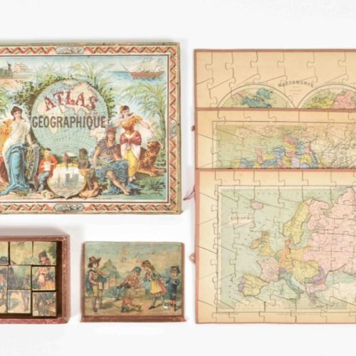 Null [Juguetes] [Puzzles] (1) Atlas Geographique Paris, Charles Verneau, ca. 188&hellip;