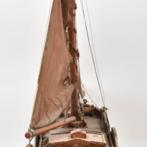 Null [古董，银/金，物品] [船舶模型] 所谓 "Zeetjalk "的历史模型 一艘名为 "Zuiderzee "的传统平底荷兰帆船，约1900年。橡木&hellip;