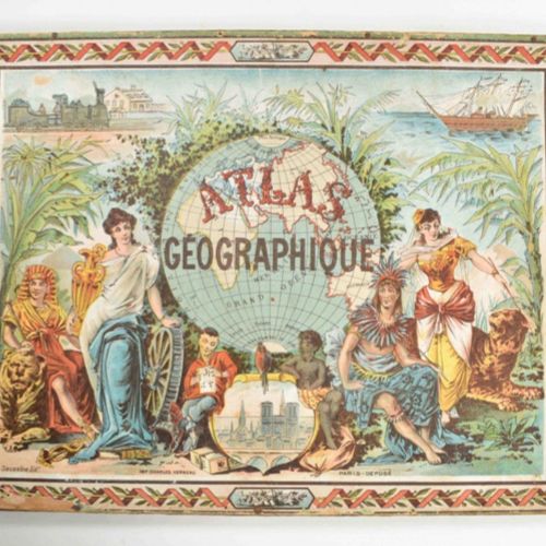 Null (1) Atlas Géographique Paris, Charles Verneau, ca. 1880. 3 puzzles de carte&hellip;