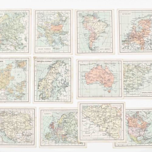 Null [画卡专辑和广告出版物] [广告卡.色卡] 各种：(1) 36张色卡van Houten 包括12张地图系列卡，拼图No.8和2张罕见的模切卡。(2)&hellip;