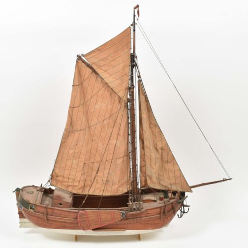 Null [古董，银/金，物品] [船舶模型] 荷兰庞然大物的历史模型 荷兰航海货船 "De Vrouw Prientje "的历史木质模型。约87 x 17 &hellip;
