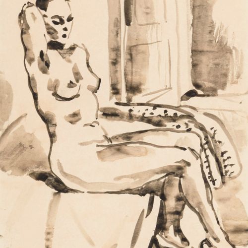 Sitzender Akt. 


Non firmato: Nudo femminile seduto
Acquerello.
Passepartout ri&hellip;