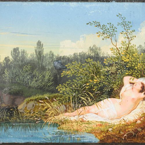 Deutscher Maler um 1930: Ruhende Schönheit. 


1930年左右的德国画家：休息的美
水粉画。无符号。
11,5 x&hellip;